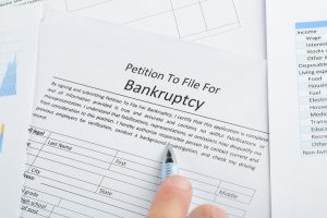 Petition to file for bankruptcy form, legal document for bankruptcy filing process.